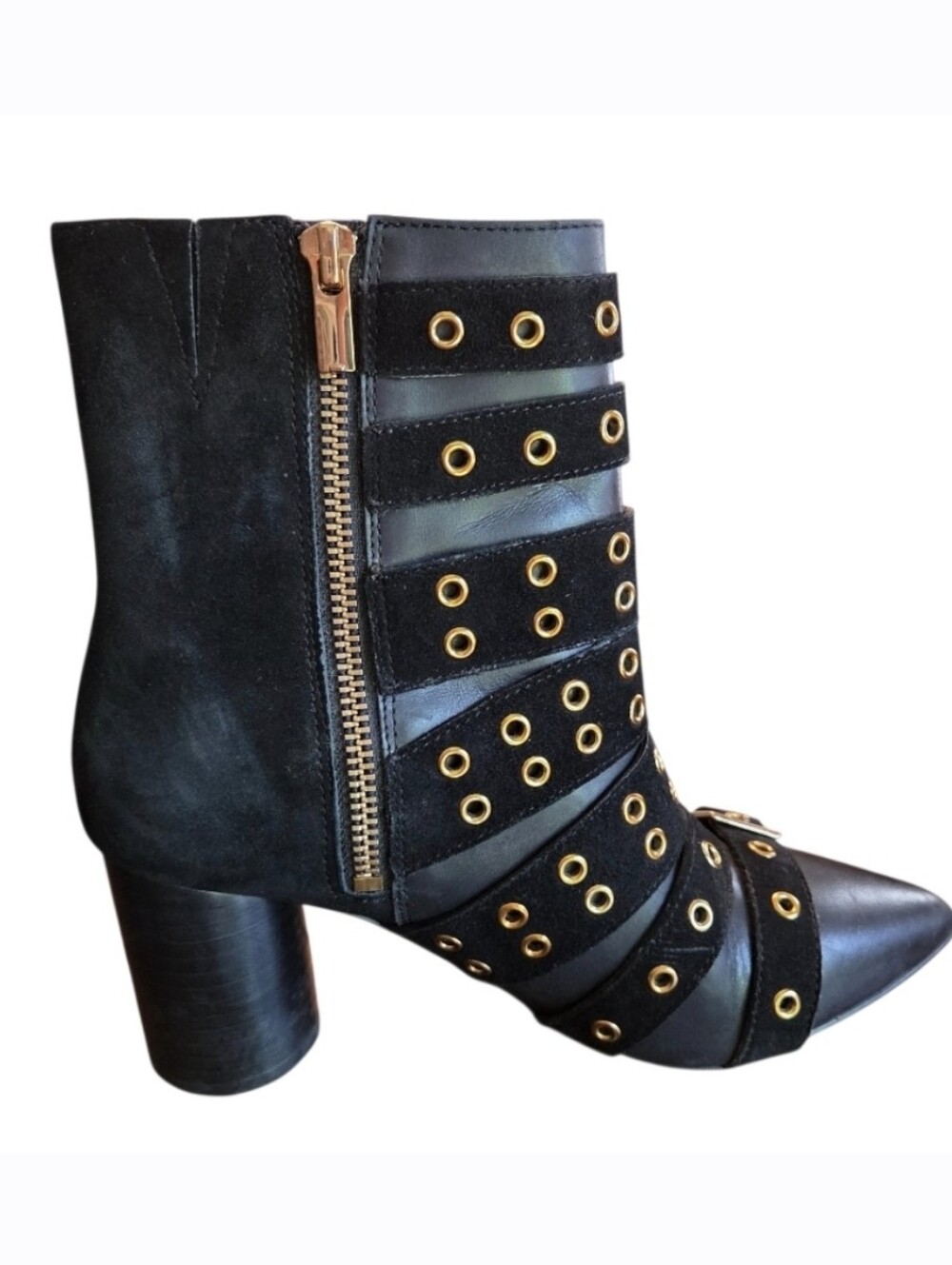 & Other Stories Multi Buckle Maximalist Black Leather Ankle Boots Size 6.5 - Picture 2 of 11